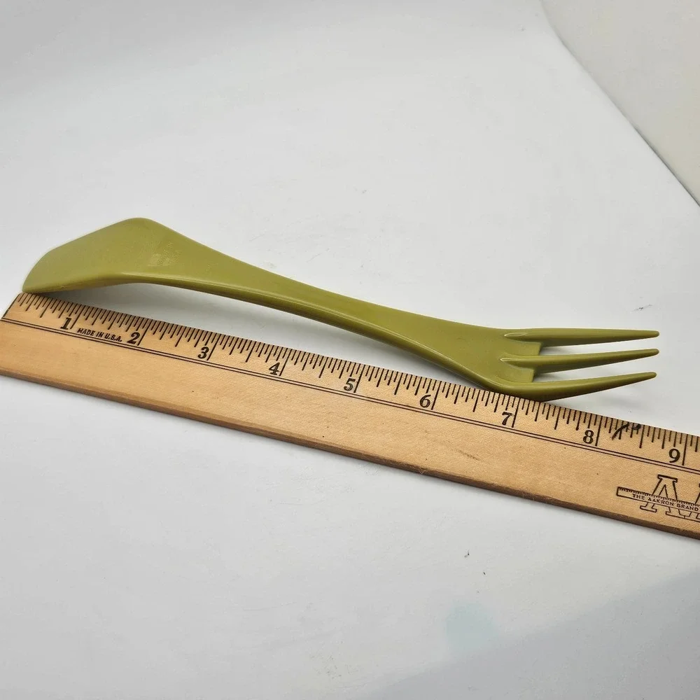 Vintage Tuppercraft Avocado Green Plastic Serving Fork Spatula Utensil USA Retro